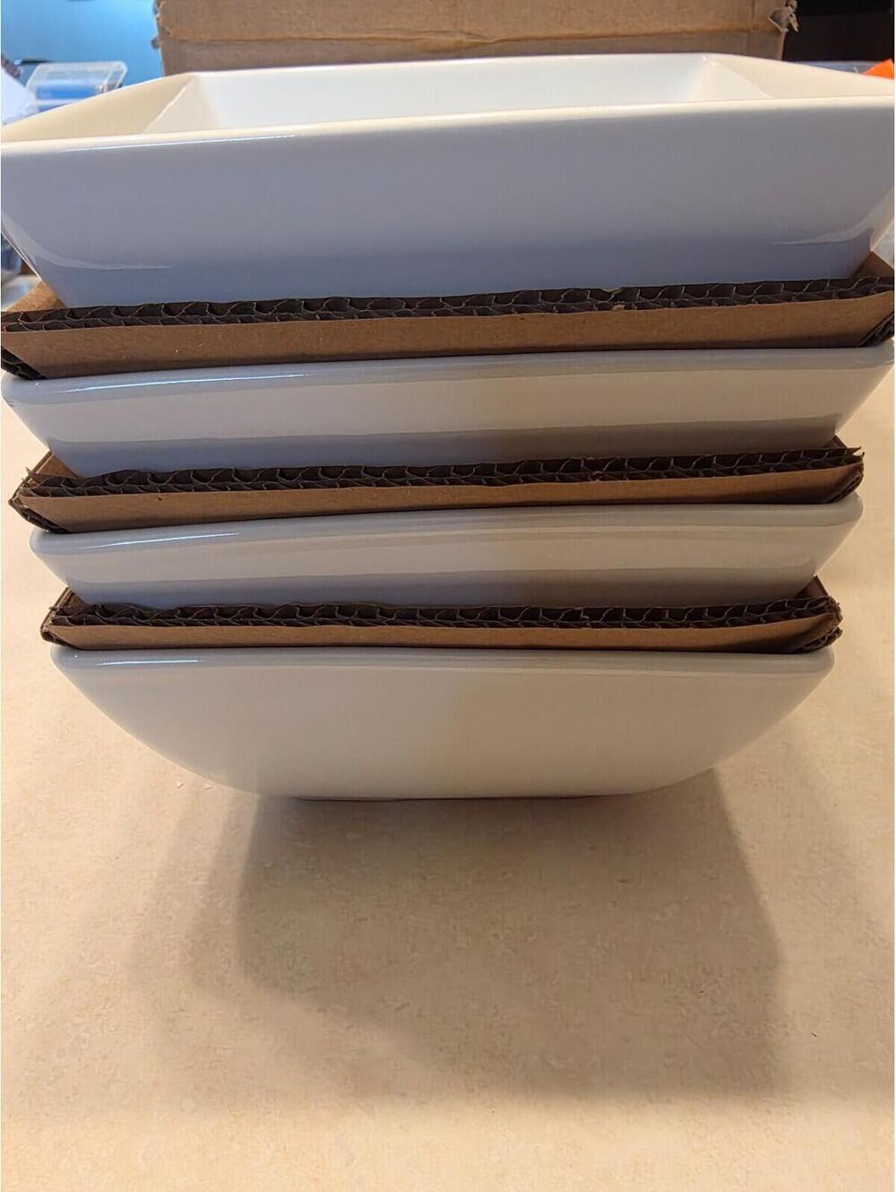 Set of 4 - 24oz Porcelain Square Bowl White - Threshold - BNIB - Picture 5 of 5